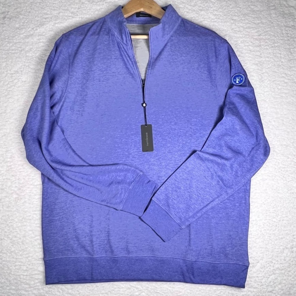Turtleson Mens XL Quarter Zip Pullover Blue Golf‎ Performance Stretch NWT